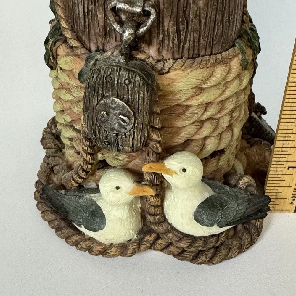 Pen Pencil Cup Holder Pier Design FIGI #22184 Resin Desk Office Seagull Rope Vtg